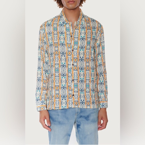 RAGA Other - NWT RAGA "RAGA MAN" Print Button-Up Shirt Size Large CHESTNUT